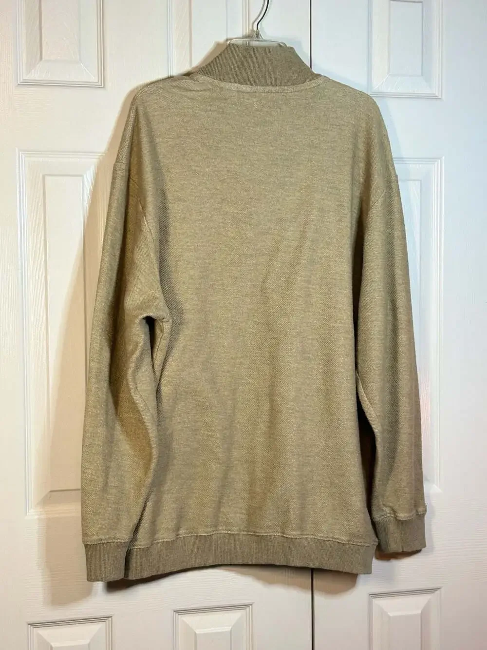 Bob Timberlake Men's Tan Quarter-Zip Pullover Sweater Embroidered Feather Logo